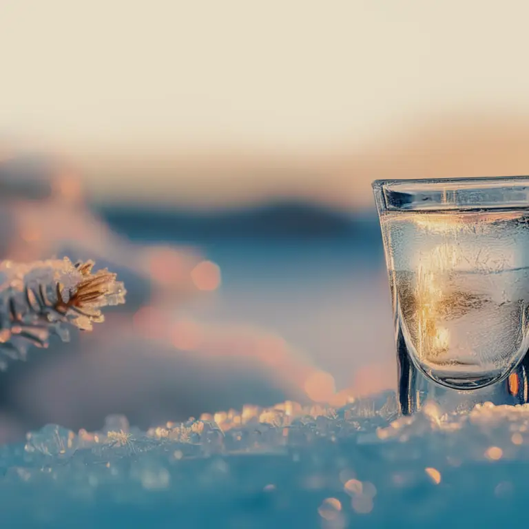 Schnapsglas im Schnee