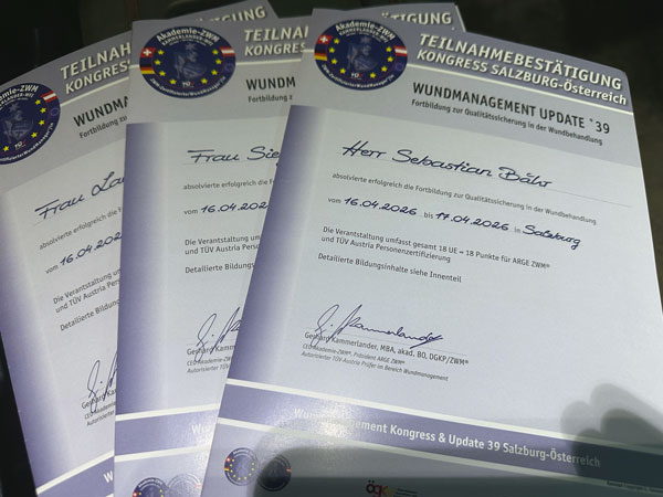 Zertifikate zur Wundmanagment